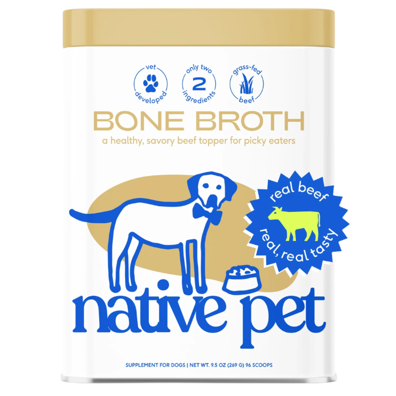 Native Pet Beef Bone Broth Powder, Grain-Free Food Topper