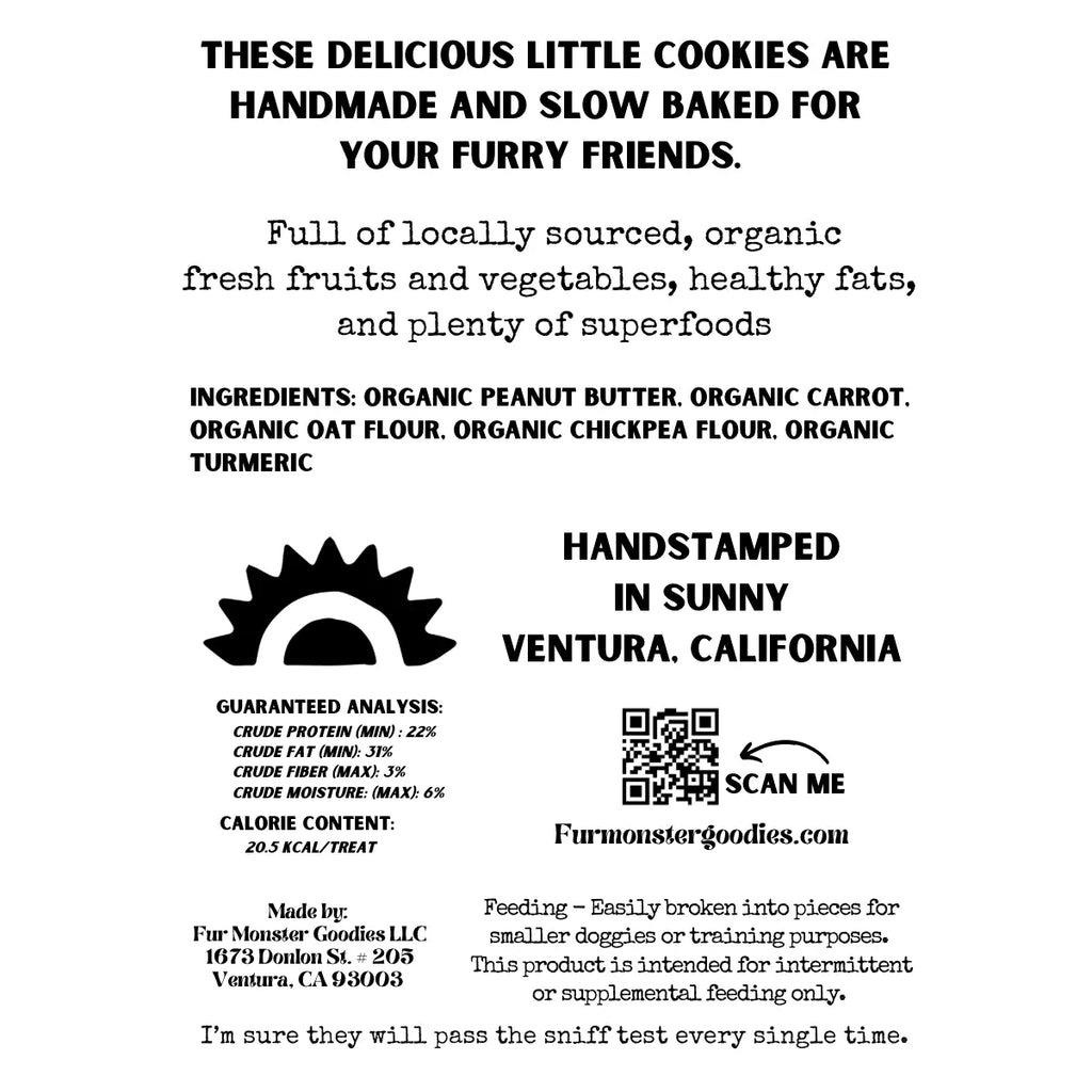 Fur Monster Goodies Organic Carrot Superfood Dog Cookie: Baked Treats For Dogs