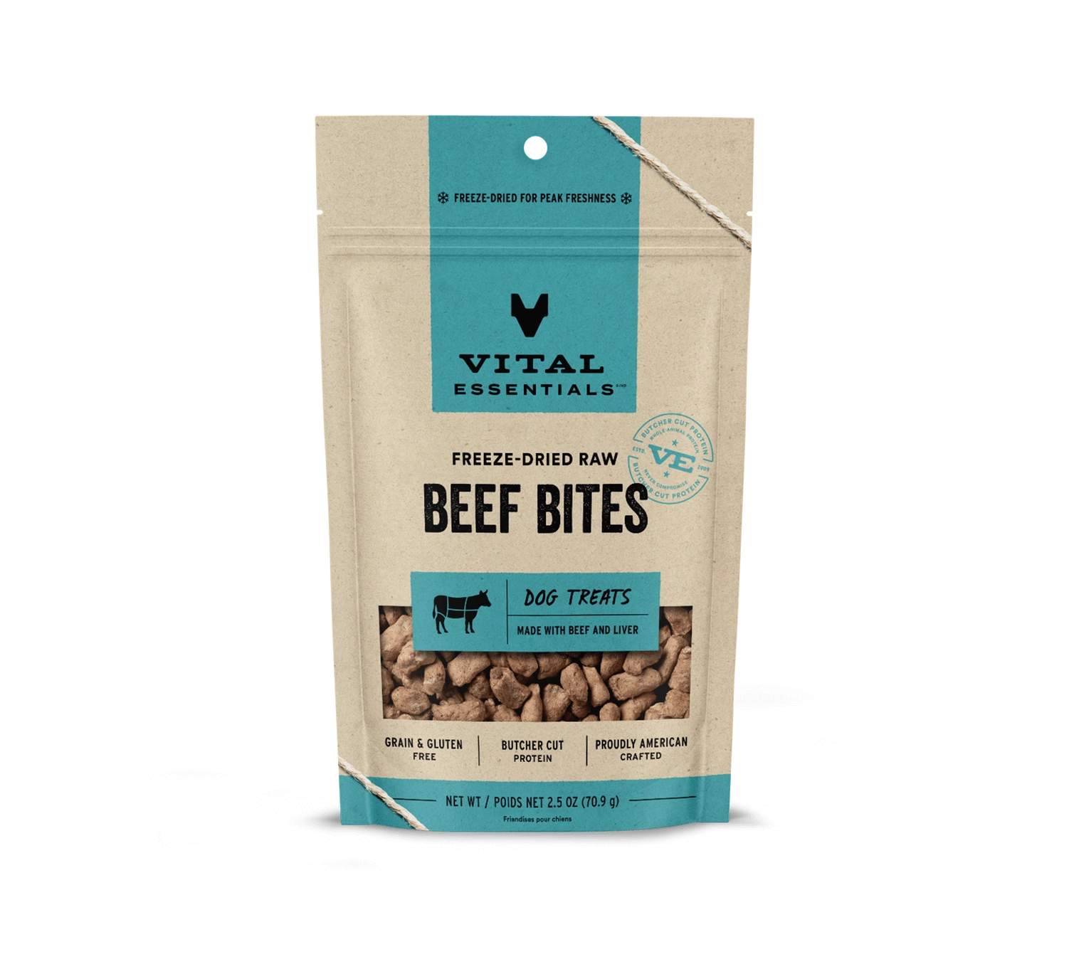 Vital Essentials Beef Bites Dog Treats 2.5 oz