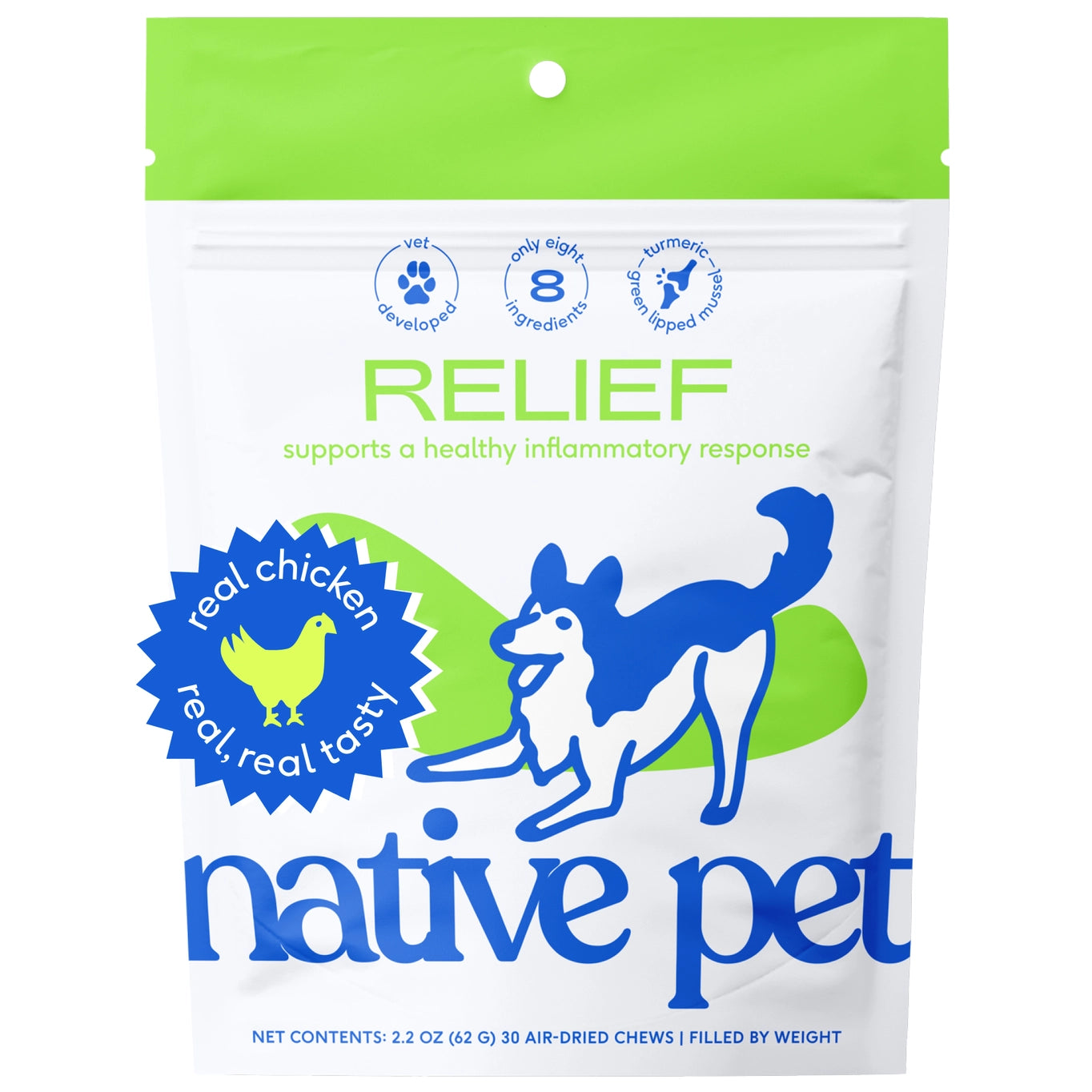 Native Pet Relief Chews, Hip & Joint Supplement For Dogs - 30ct