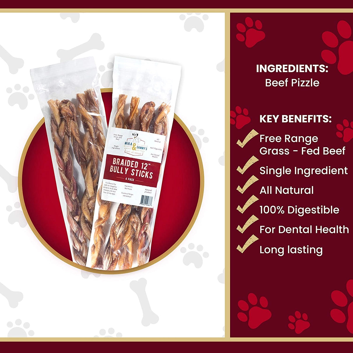 6"-12" Braided Bully Sticks