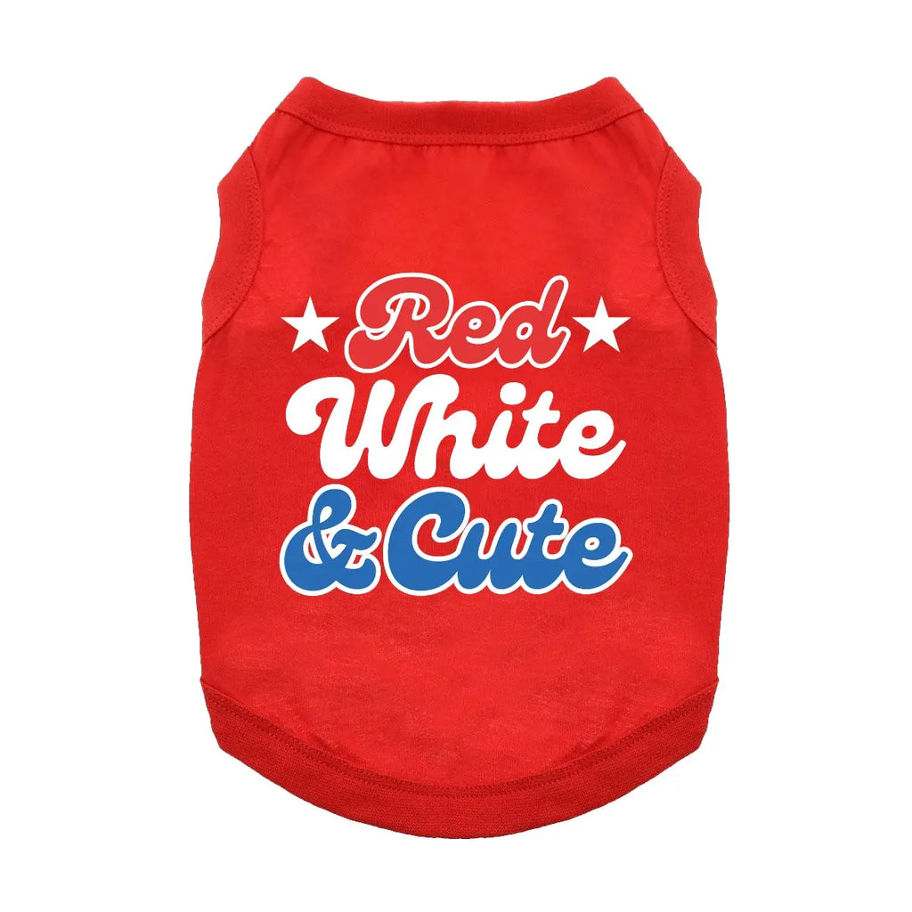 Doggie Design Red White and Cute Dog Shirt - Flame Scarlet Red