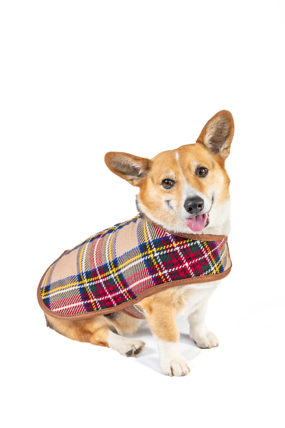 Chilly Dog Tan Tartan Dog Blanket Coat