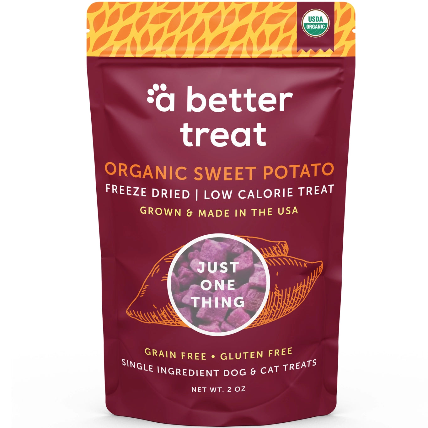 A Better Treat Freeze Dried Raw USDA Organic Purple Sweet Potato Dog and Cat Treats