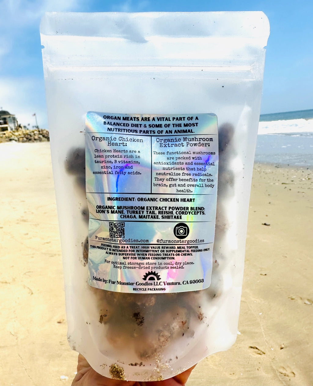 Fur Monster Goodies Freeze-Dried Organ: Chicken Heart & Functional Mushrooms