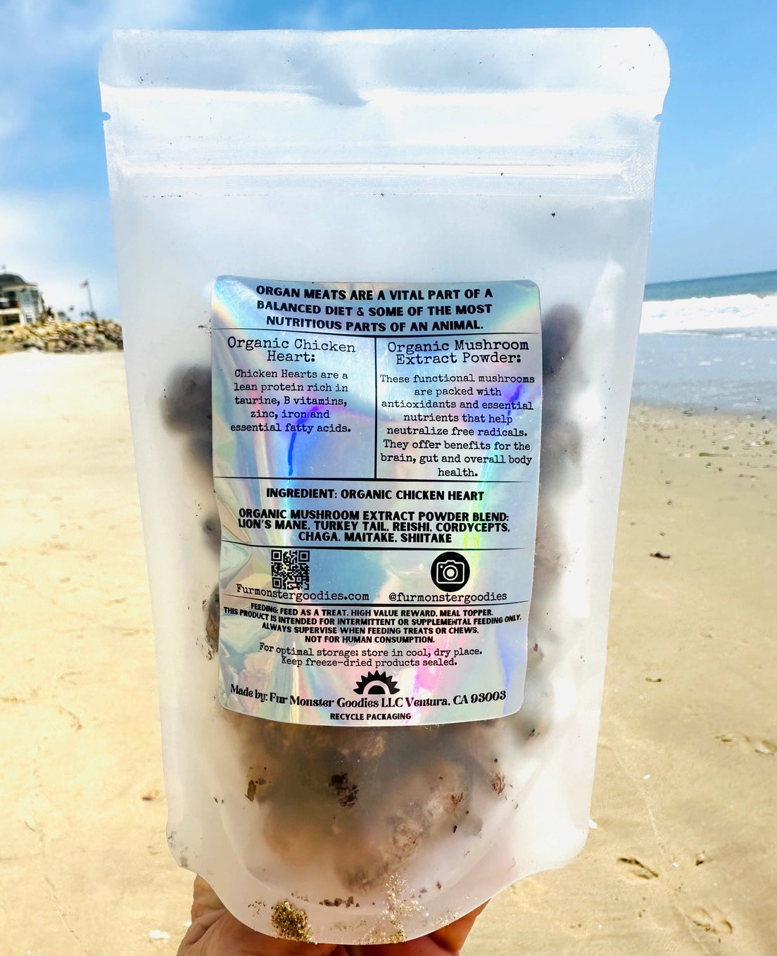 Fur Monster Goodies Freeze-Dried Organ: Chicken Heart & Functional Mushrooms