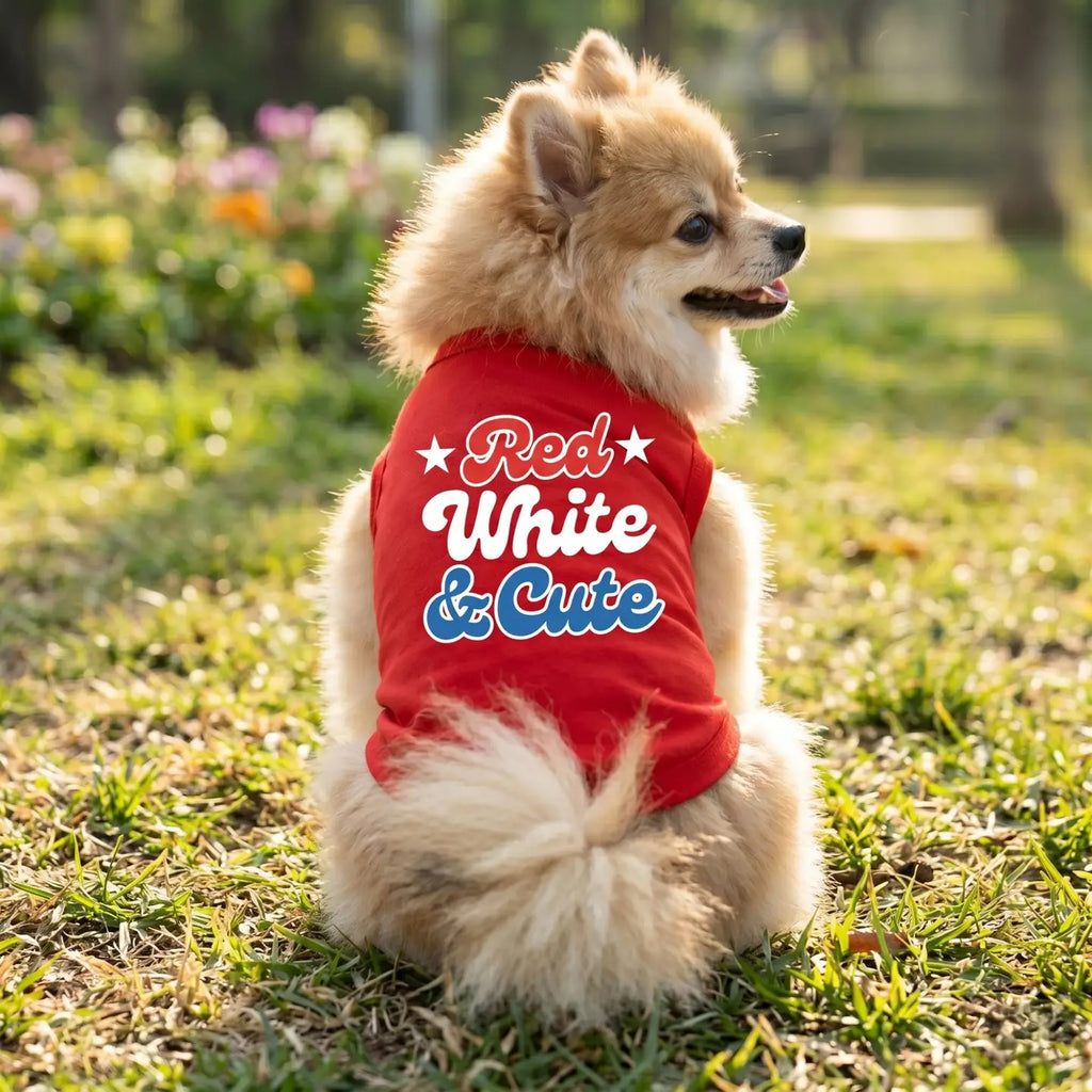 Doggie Design Red White and Cute Dog Shirt - Flame Scarlet Red