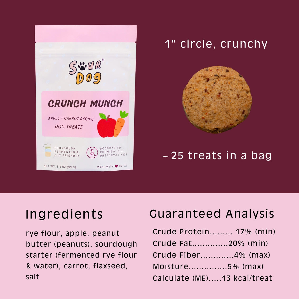 Sour Dog Crunch Munch - Apple & Carrot Sourdough Dog Treats