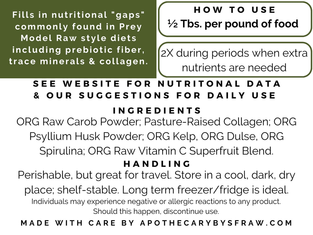 Apothecary By SFRAW Healthy Powder, 500CC Glass Jar