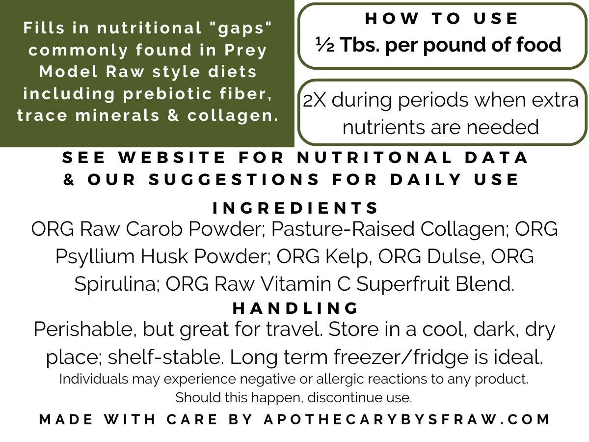 Apothecary By SFRAW Healthy Powder, 500CC Glass Jar