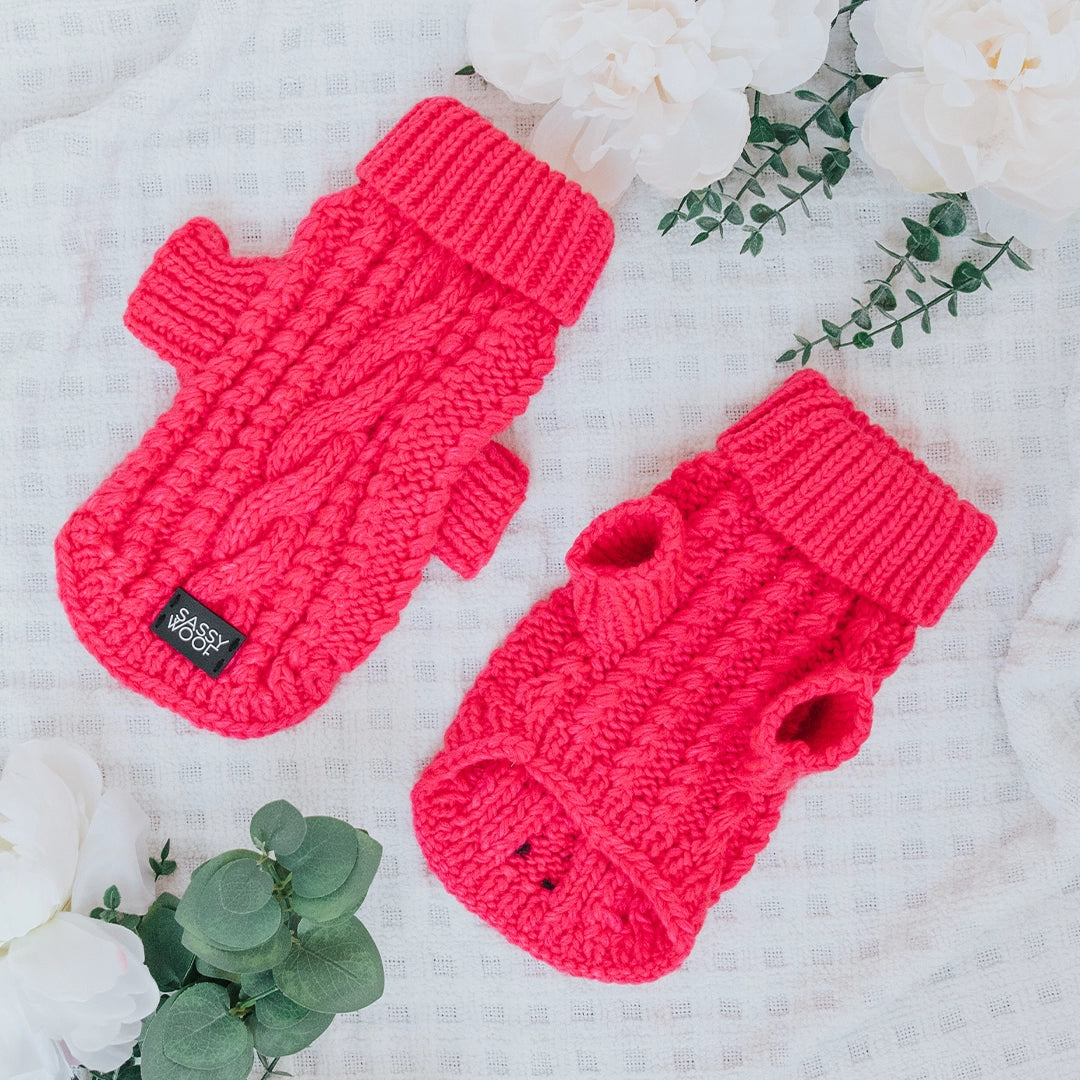 Sassy Woof Dog Cable Knit Sweater