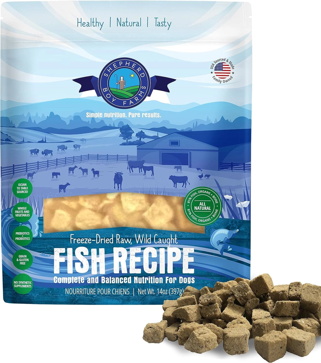 Shepherd Boy Farms Freeze Dried Fish Medley Recipe Dog Food