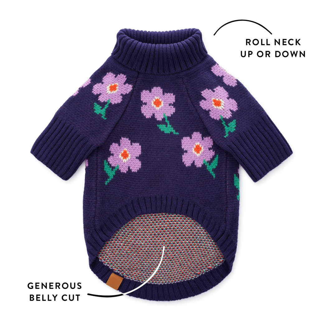 The Foggy Dog Purple Posies Dog Sweater