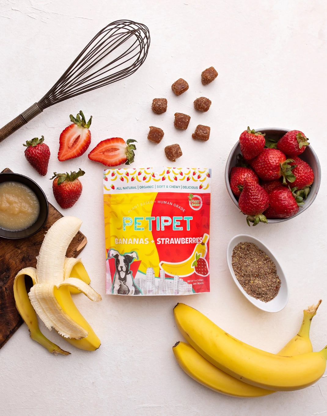Petipet Bananas + Strawberry Treats - Vegan