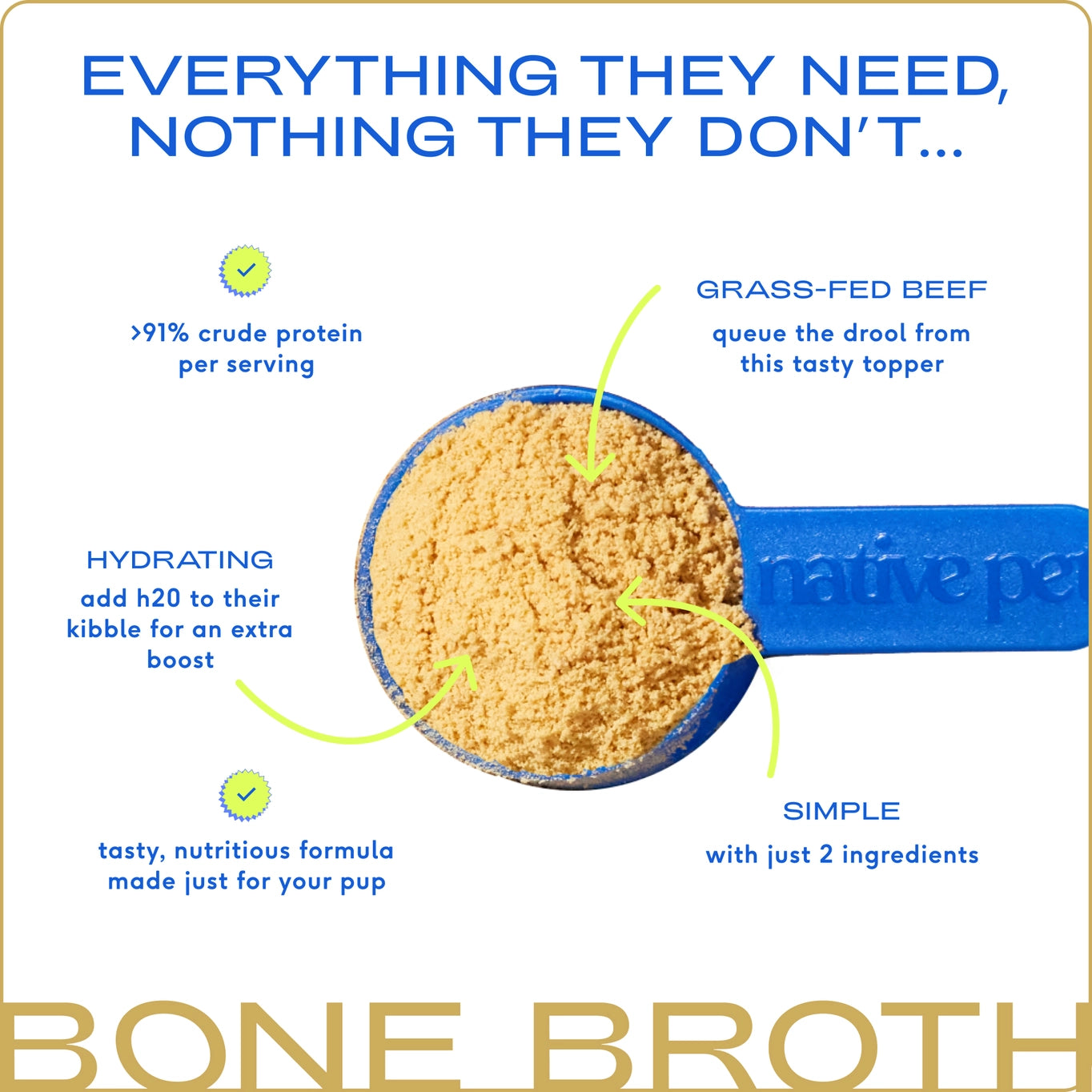 Native Pet Beef Bone Broth Powder, Grain-Free Food Topper