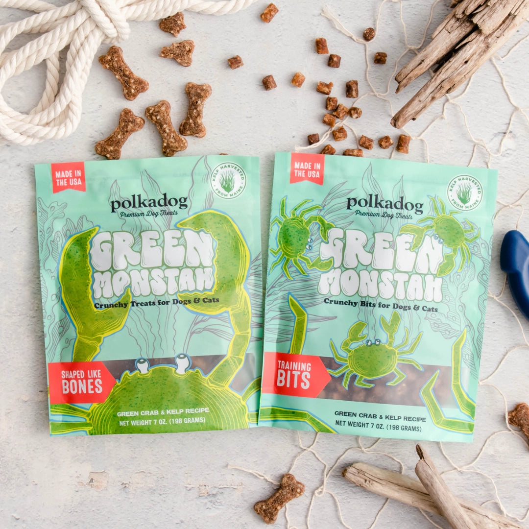 Polkadog Green Monstah Bone Shaped Crunchy Dog & Cat Treats