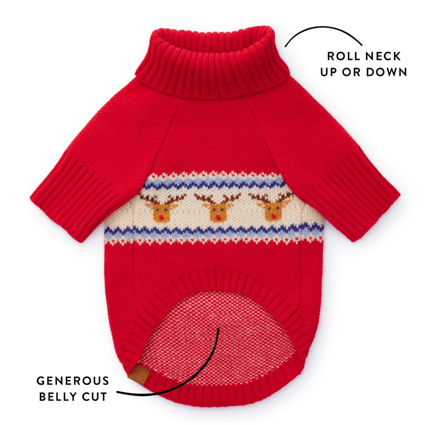 The Foggy Dog Reindeer Fair Isle Bobble Dog Sweater