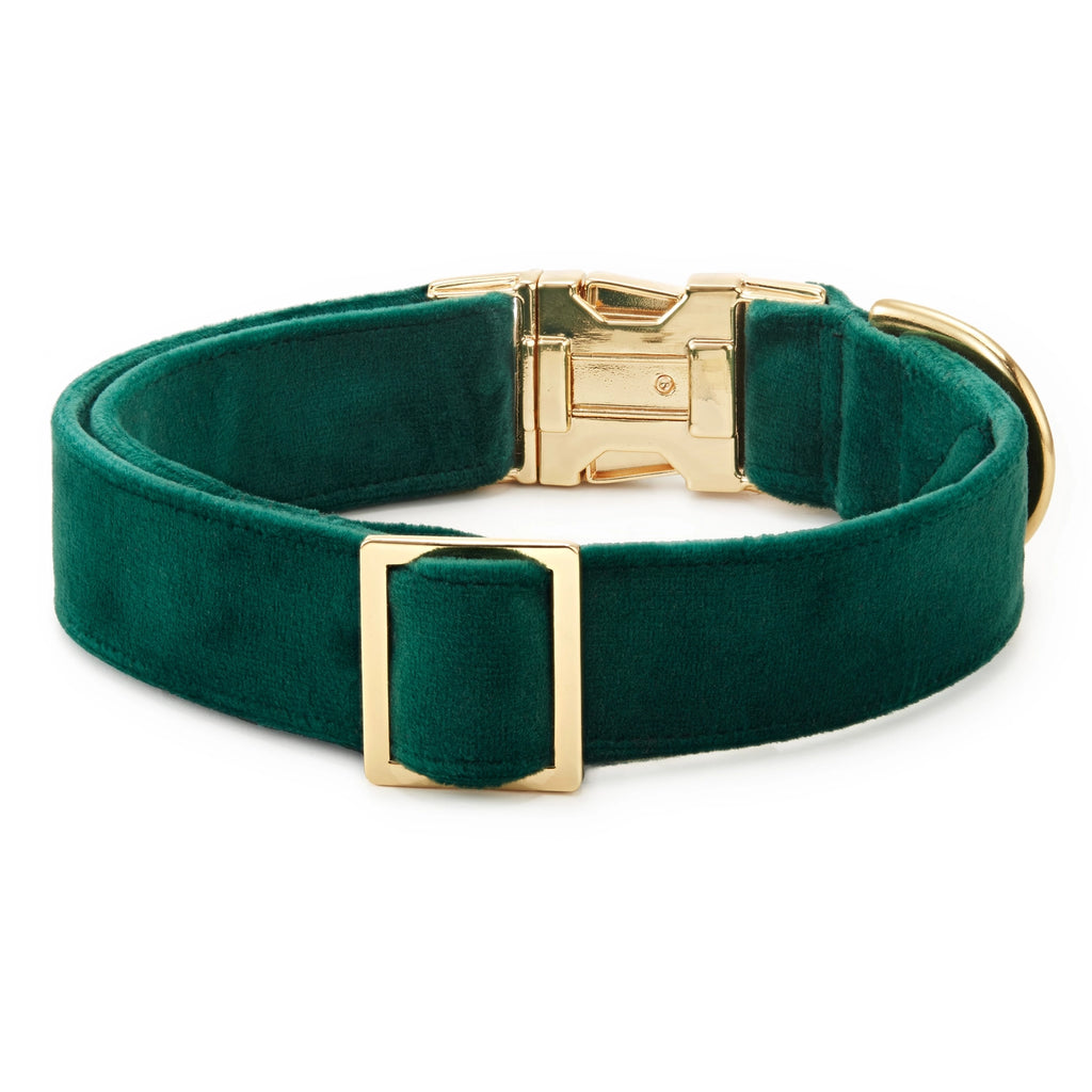 Forest Green Velvet Holiday Dog Collar