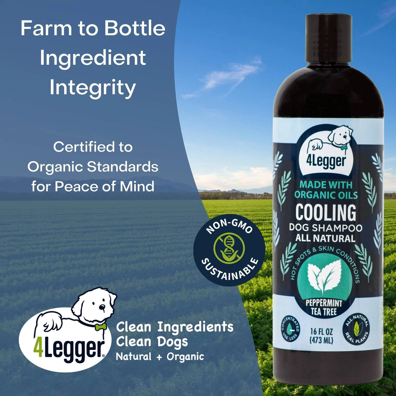 4-Legger Cooling Organic Tea Tree Oil Dog Shampoo For Itchy Skin