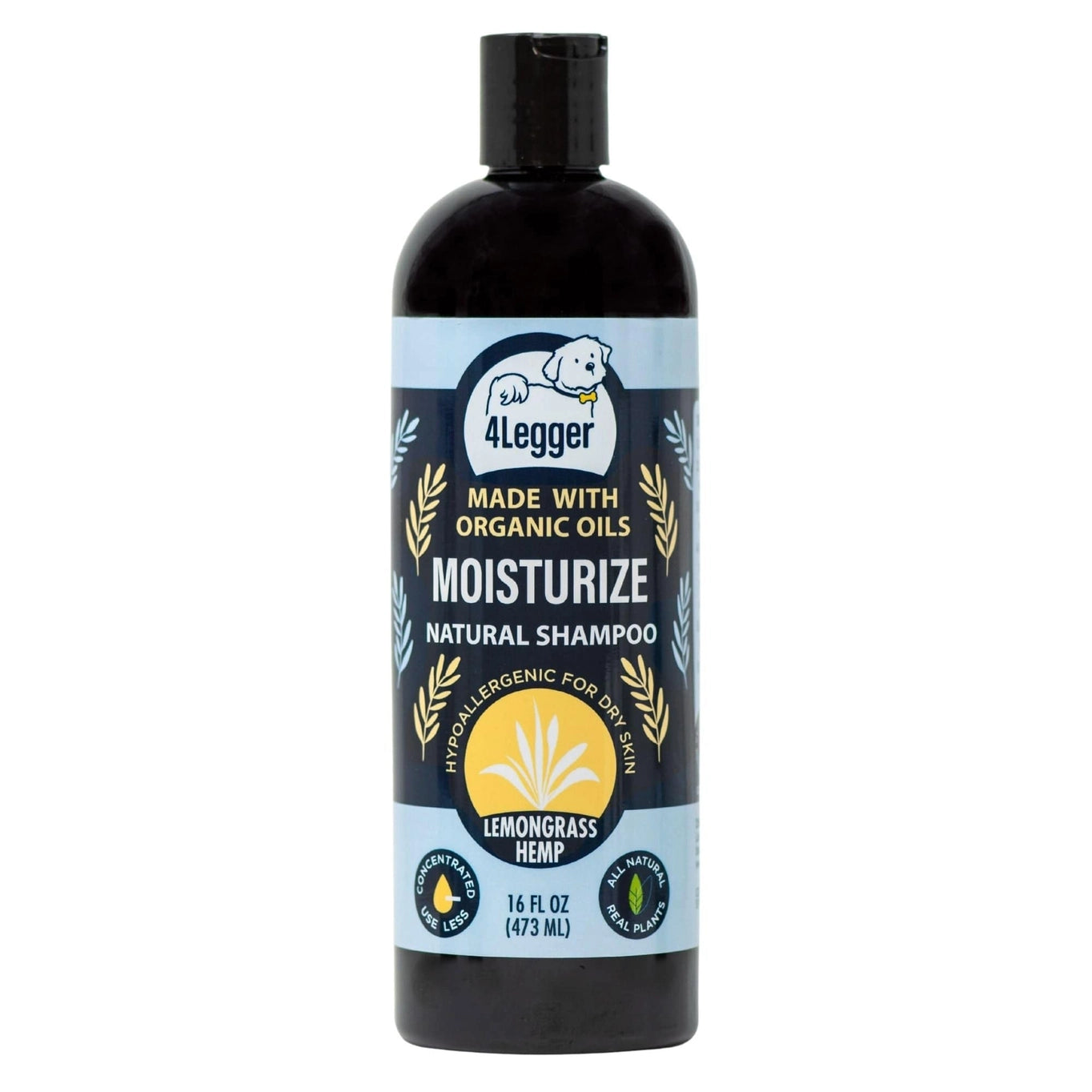 4-Legger Moisturize Organic Hemp Dog Shampoo with Lemongrass