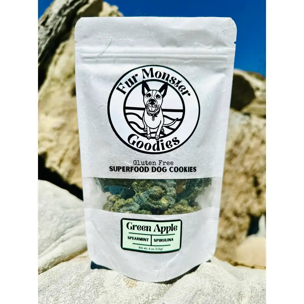 Fur Monster Goodies Organic Green Apple Superfood Dog Cookie: Baked Treat